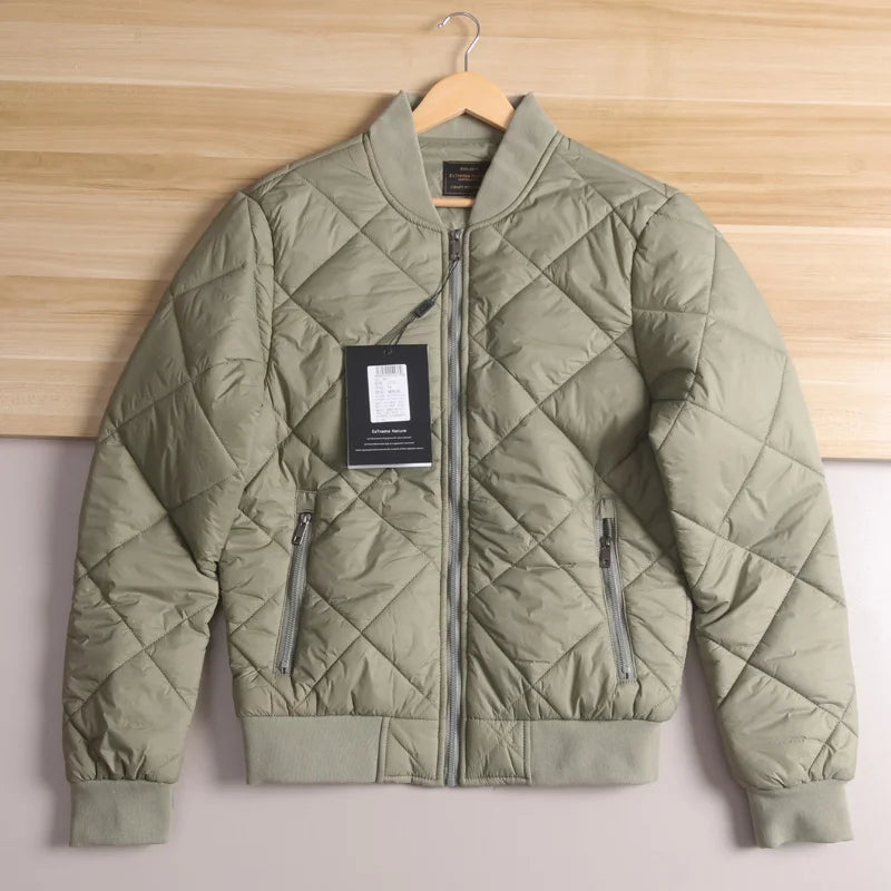 Men's Quilted Diamond Baseball Collar Jacket