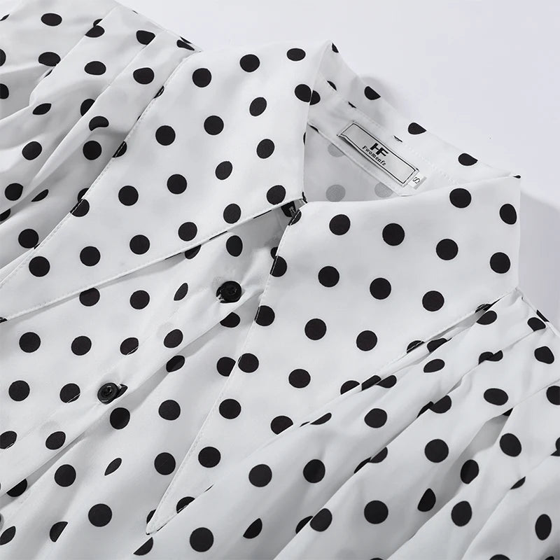 Women's Dot Shirt and Wide Leg Pants Set