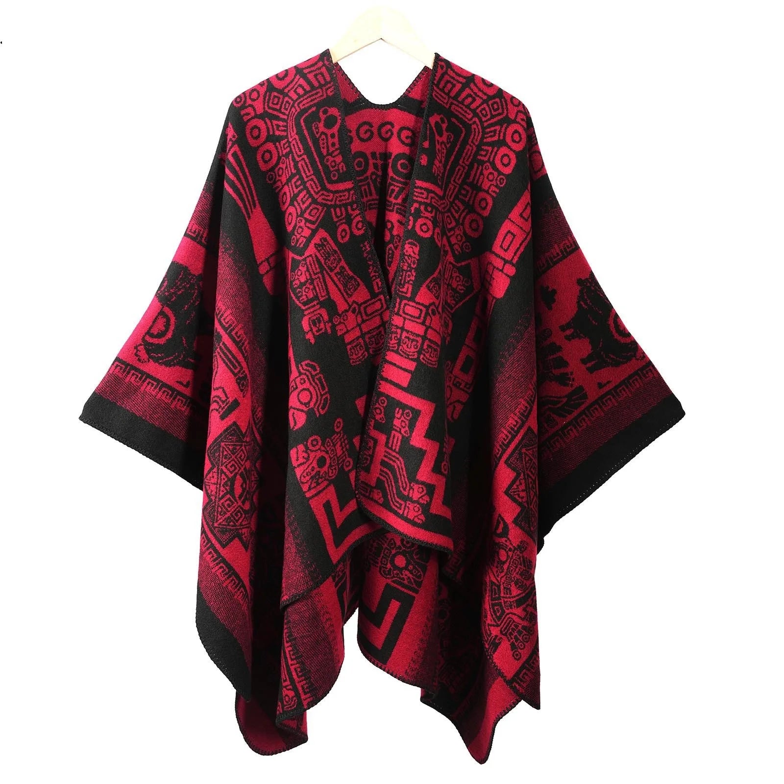 Poncho Vintage Trendy Split Front Men's Warmth Cloak Thickened Capelet New Arrival for Road Trips and Travel Cape