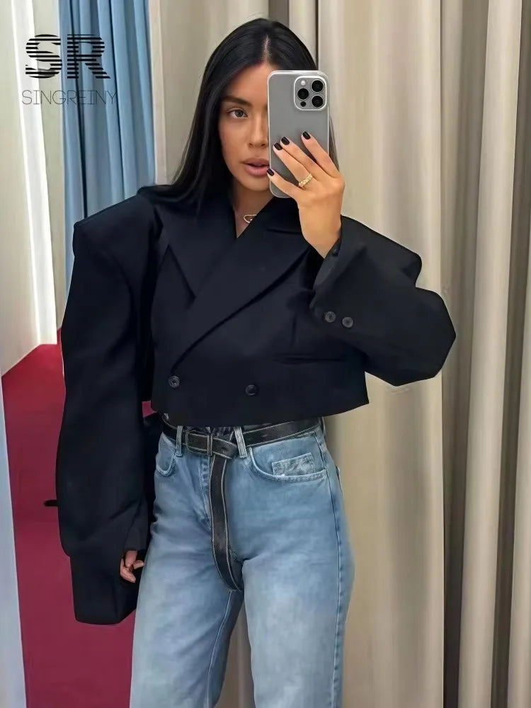 Women's Double Breasted Short Blazer