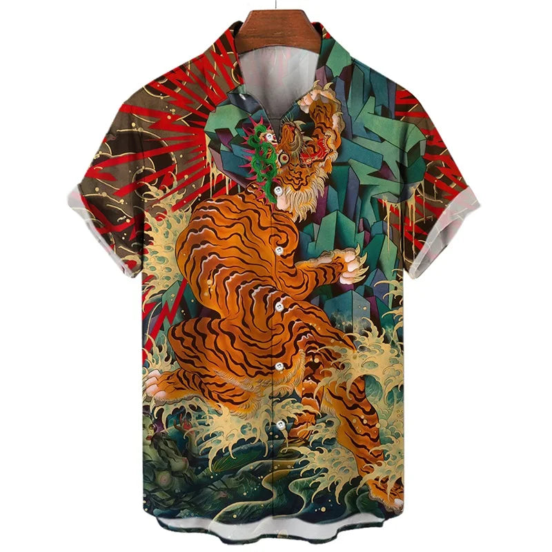 Men's 3D Tiger Dragon Hawaiian Shirt