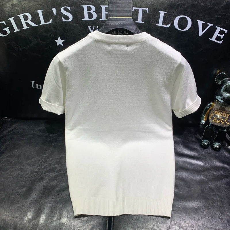 Korean Knitted Solid Color T-Shirt