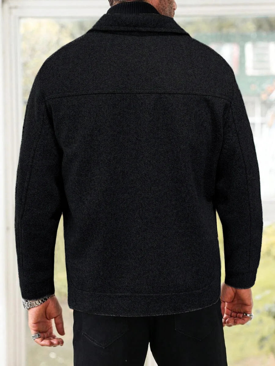 Luxury Businees Male Woolen Jackets Fashion Lapel Button-down Solid Color Long Sleeve Coats Trendy High Quality Outerwears S-2XL