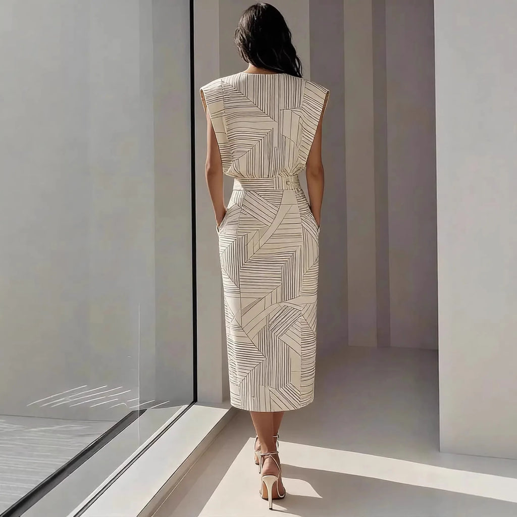 Women's Print Vest and Slim Skirt Two-Piece Set