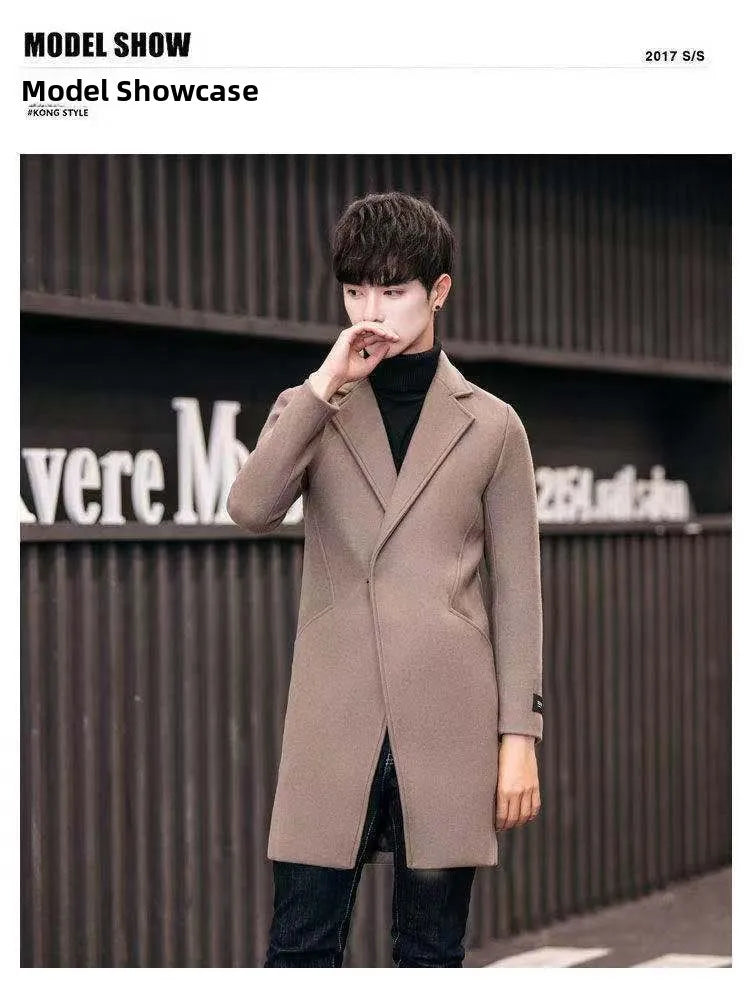 Men's Slim Fit Tweed Woolen Coat