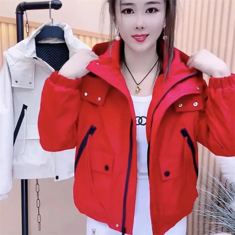 Women's Short Zip Hooded Street Jacket