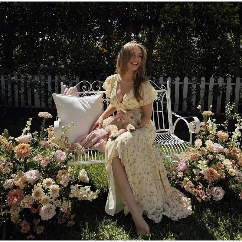 Women's Floral Puff Sleeve Maxi Dress