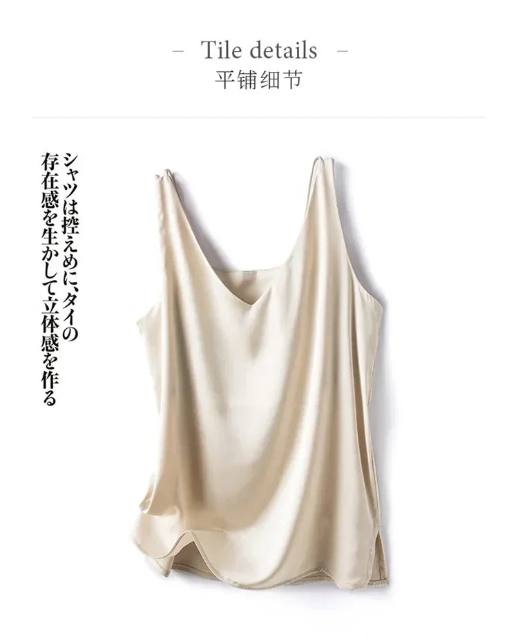 Summer New Silk Top Special Offer Sexy Strap Women's V-neck Printed Letter Tank Top Korean Fashion Solid Color Thin T-shirt