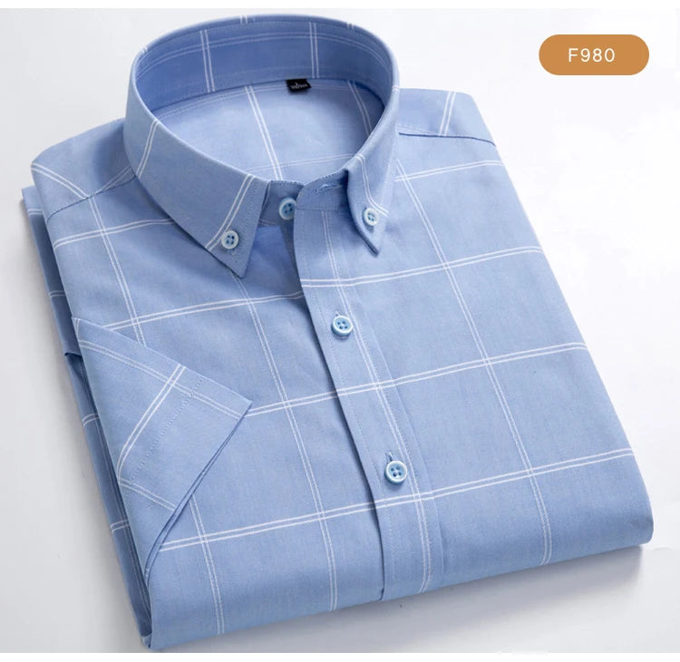 Men's Plaid Gingham Short Sleeve Shirt