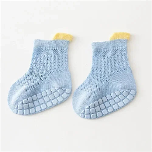 3pairs/lot RAISE 6 Colored Non-slip Baby Girl Sock Breathable Thin Infant Girl Cotton Socks Kids Mesh Socks Children's Socks Kit