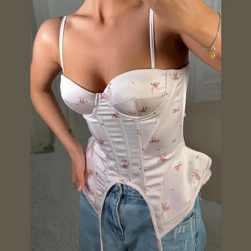 Women's Fishbone Corset Sling Tank Top