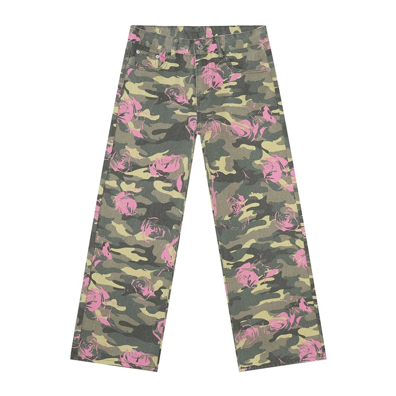 Men's Camouflage Wide Leg Denim Pants