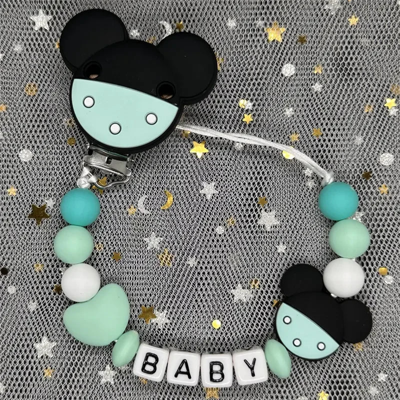 2026 Custom Name Baby Pacifier Clips Chain Silicone Beads Teether Toys Dummy Holder Russian English Name Pacifier Chain Newborn