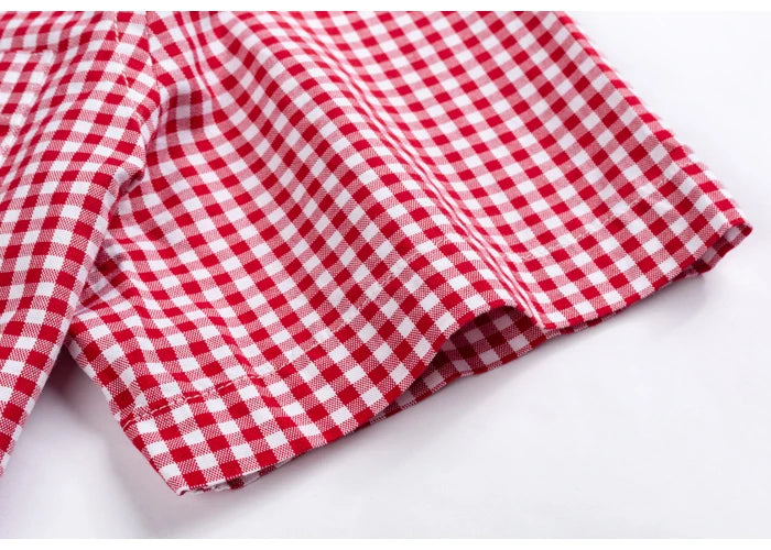 Men's Plaid Gingham Short Sleeve Shirt