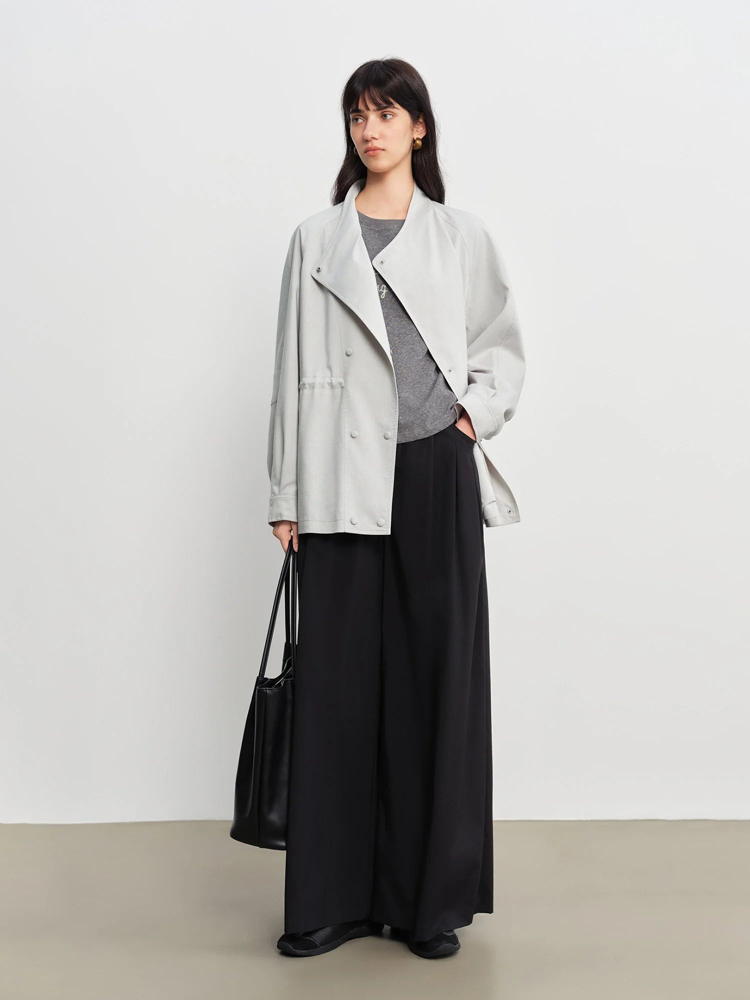Women's Crossover Lapel Raglan Trench Coat