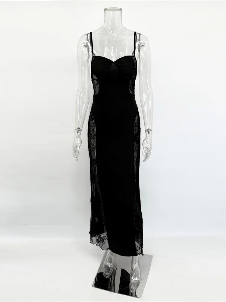 Women's Lace Hollow Out Halter Long Dress