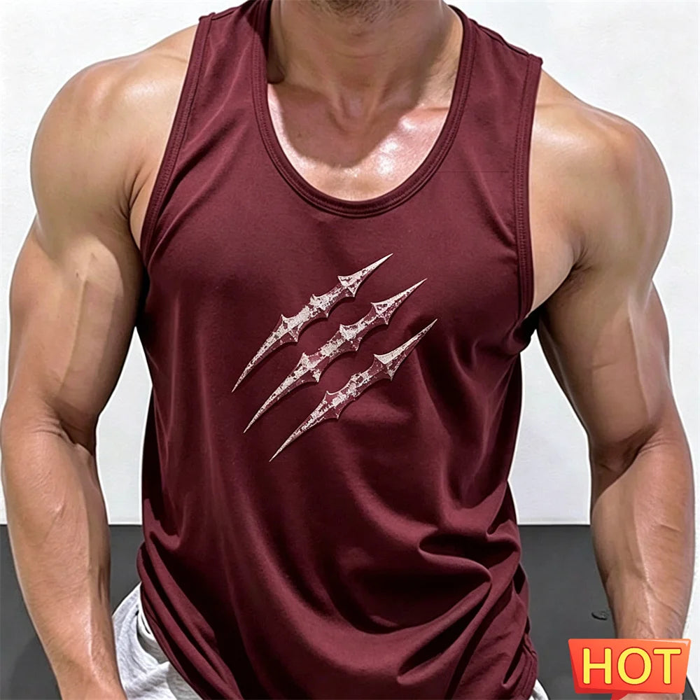 Summer scratch fitness vests men round neck sleeveless T-shirt Hard guy gym tank top men quick-dry men's t-shirts and tank tops